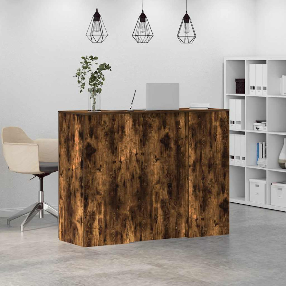 Produktbild för Receptionsdisk rökfärgad ek 135x50x103,5 cm konstruerat trä