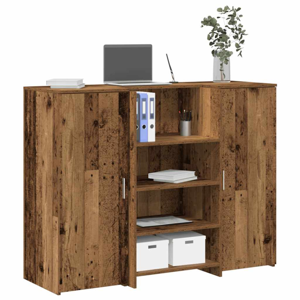Produktbild för Receptionsdisk åldrat trä 135x50x103,5 cm konstruerat trä