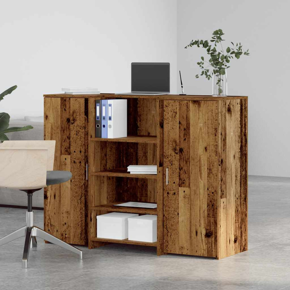 Produktbild för Receptionsdisk åldrat trä 135x50x103,5 cm konstruerat trä