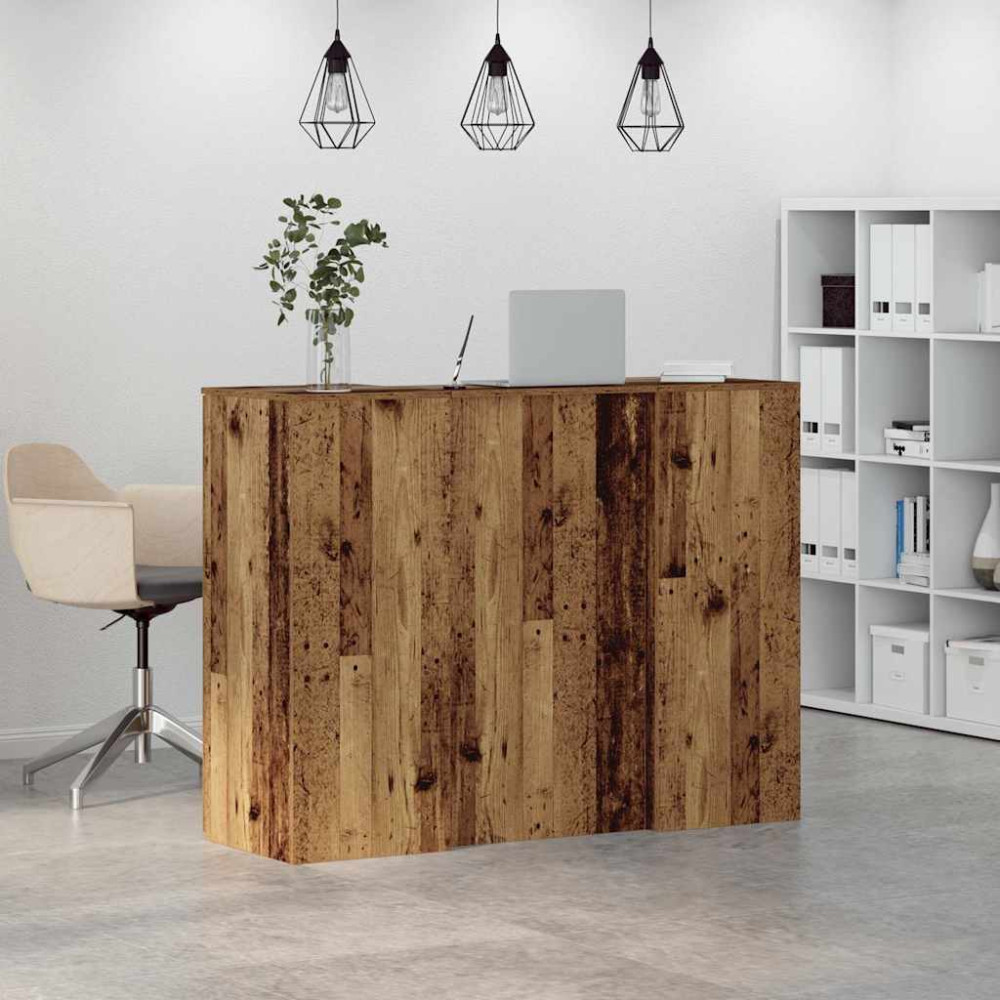 Produktbild för Receptionsdisk åldrat trä 135x50x103,5 cm konstruerat trä