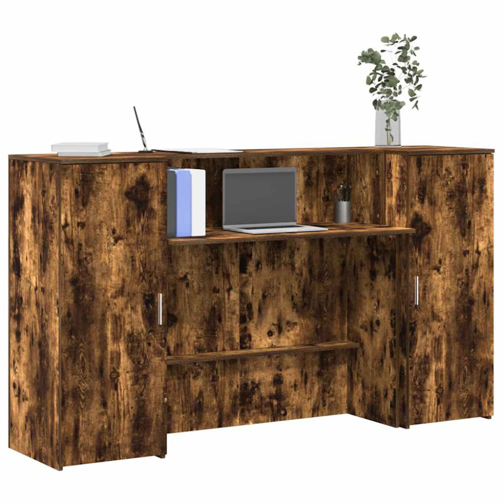 Produktbild för Receptionsdisk rökfärgad ek 180x50x103,5 cm konstruerat trä