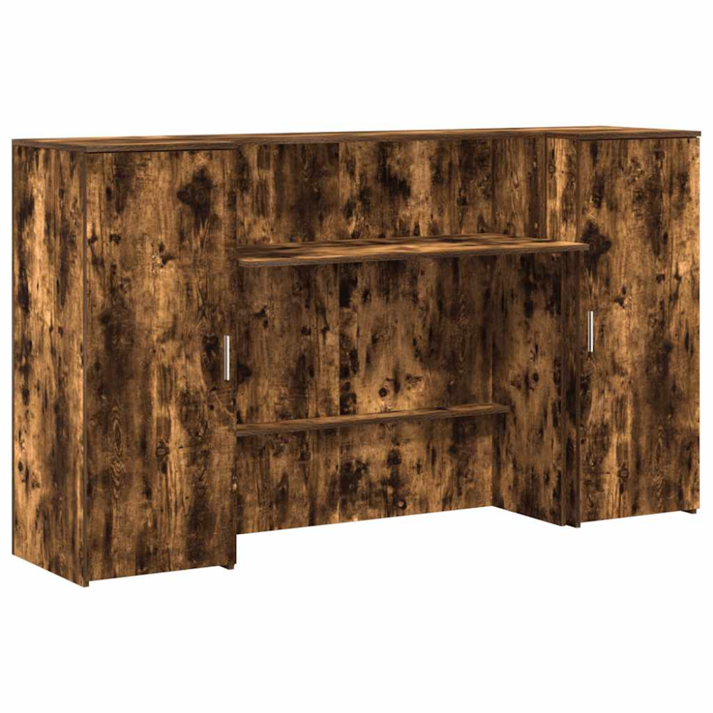 Produktbild för Receptionsdisk rökfärgad ek 180x50x103,5 cm konstruerat trä