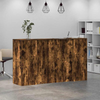 Produktbild för Receptionsdisk rökfärgad ek 180x50x103,5 cm konstruerat trä