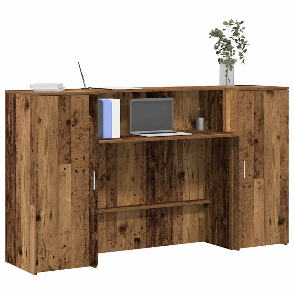 Produktbild för Receptionsdisk åldrat trä 180x50x103,5 cm konstruerat trä
