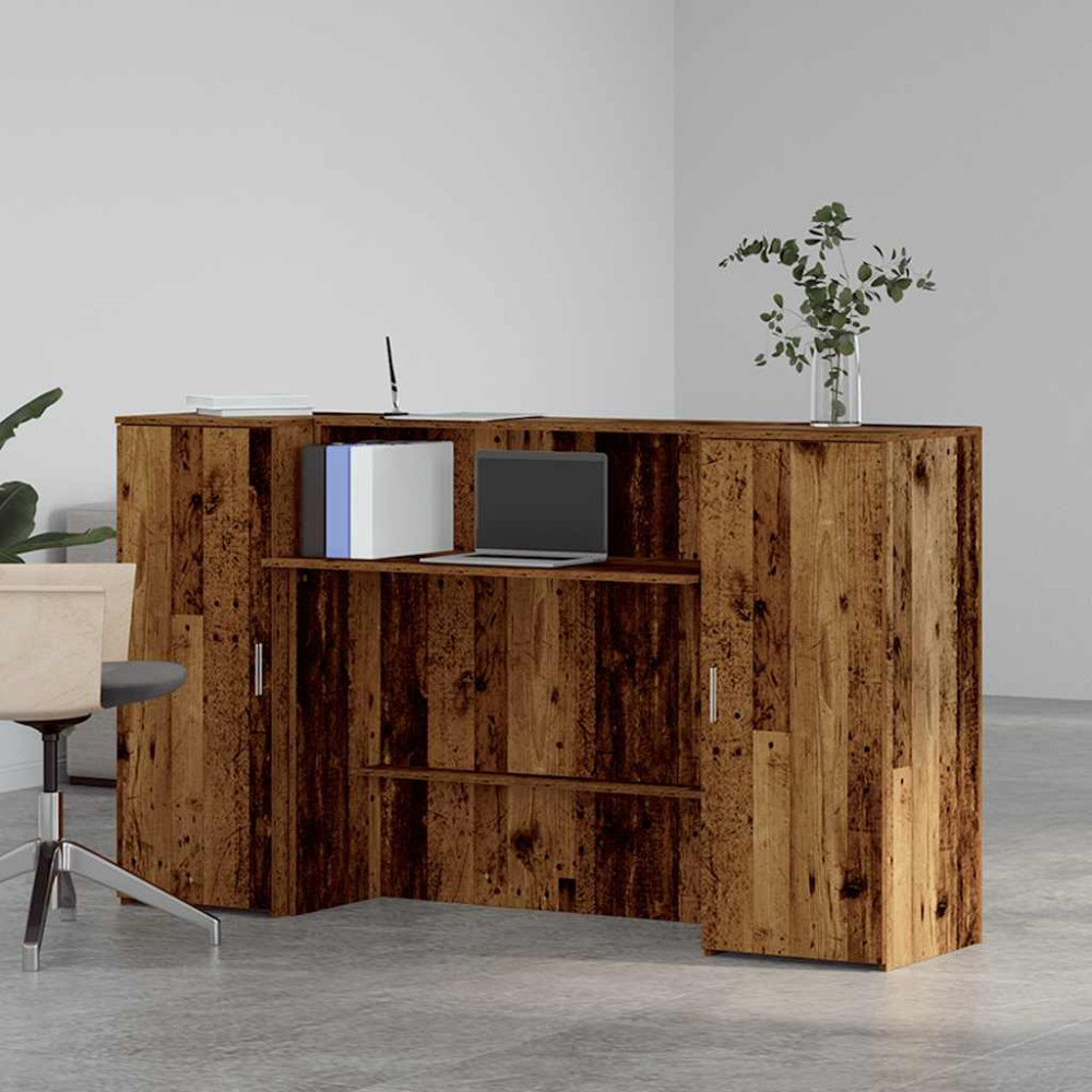 Produktbild för Receptionsdisk åldrat trä 180x50x103,5 cm konstruerat trä