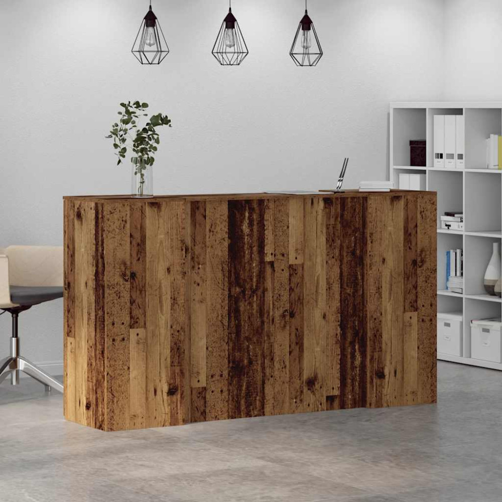 Produktbild för Receptionsdisk åldrat trä 180x50x103,5 cm konstruerat trä