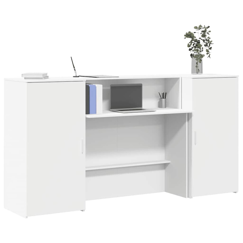 Produktbild för Receptionsdisk vit 200x50x103,5 cm konstruerat trä