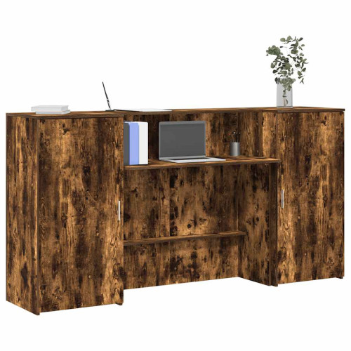 vidaXL Receptionsdisk rökfärgad ek 200x50x103,5 cm konstruerat trä