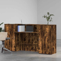 Produktbild för Receptionsdisk rökfärgad ek 200x50x103,5 cm konstruerat trä