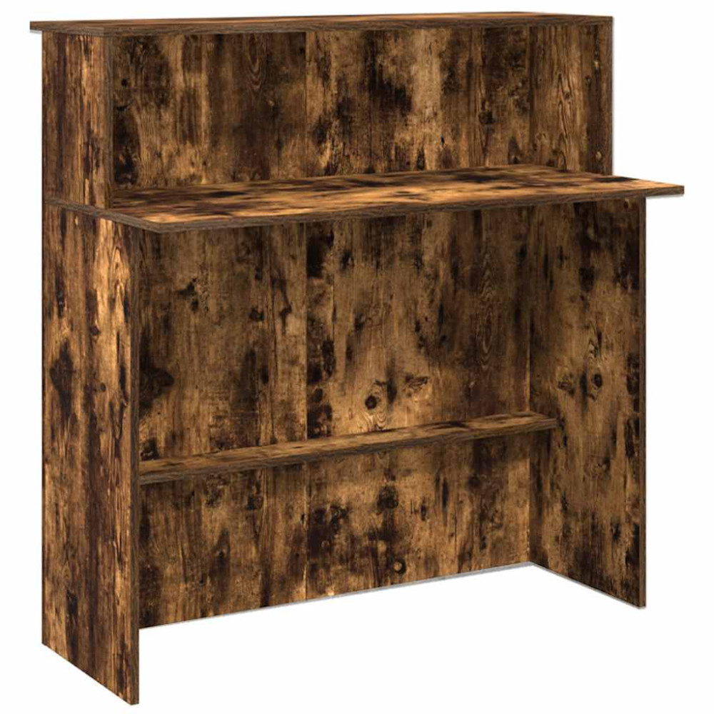 Produktbild för Receptionsdisk rökfärgad ek 200x50x103,5 cm konstruerat trä