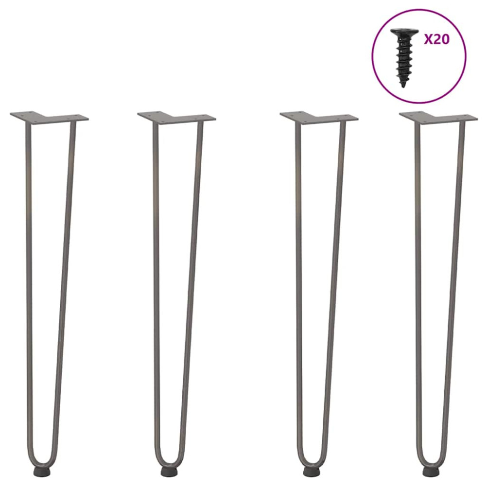 Produktbild för hårnålsben för konsolbord för konsolbord 4 st naturstål 72 cm massivt stål