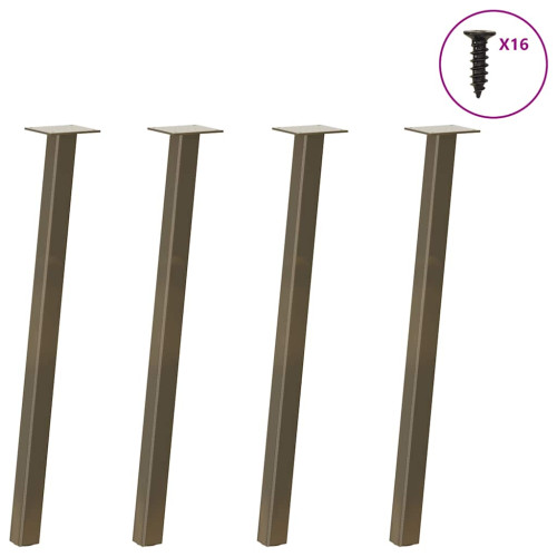vidaXL Konsolbordsben 4 st naturstål 72 cm stål