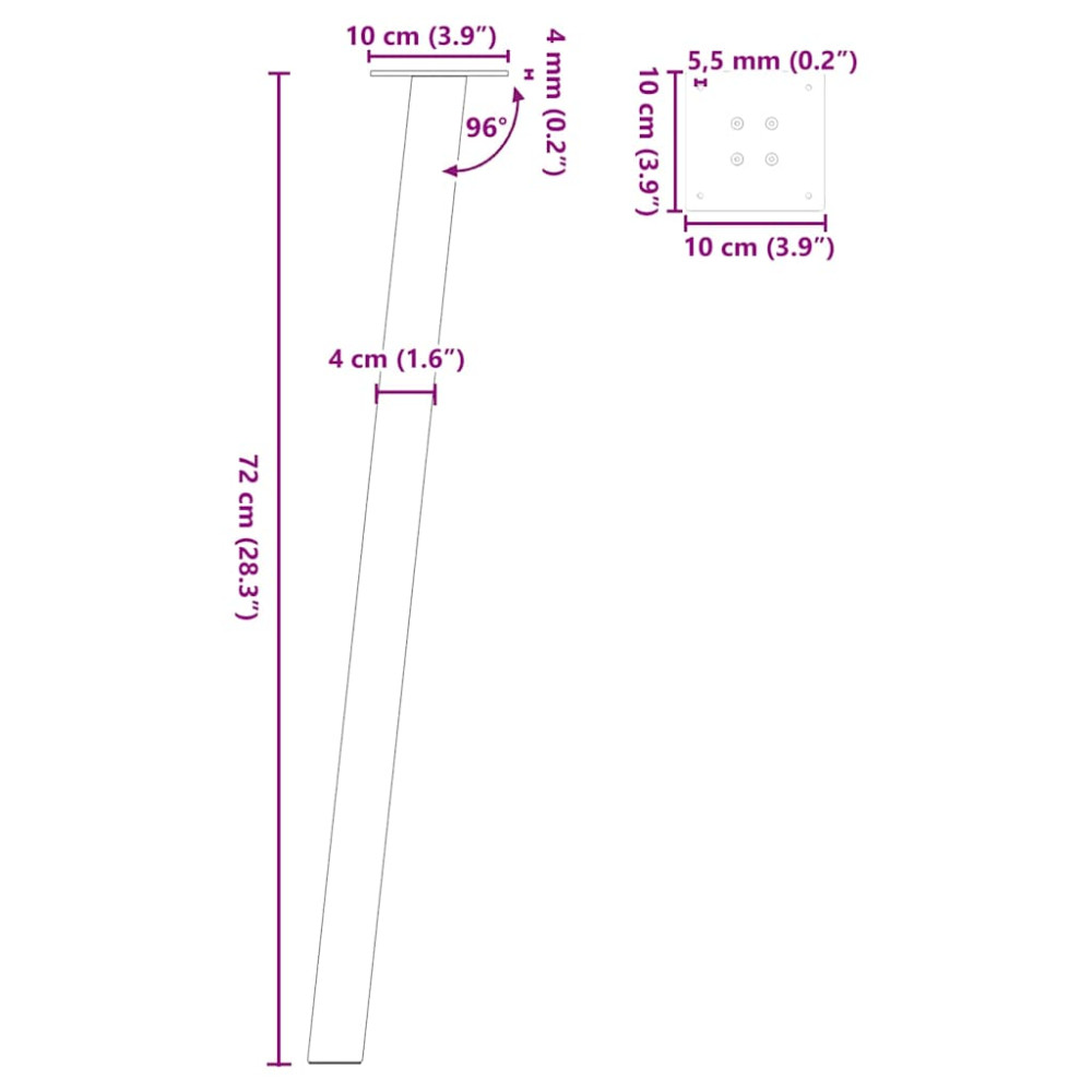 Produktbild för Konsolbordsben 4 st naturstål 72 cm stål