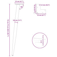 Produktbild för Konsolbordsben koniska 4 st naturstål 72-73 cm stål