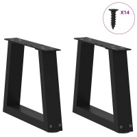 Produktbild för Soffbordsben V-formade 2 st svarta 40x(30-31,3) cm stål