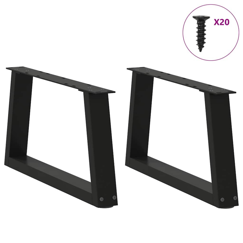Produktbild för Soffbordsben V-formade 2 st svarta 50x(30-31,3) cm stål