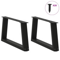Produktbild för Soffbordsben V-formade 2 st svarta 50x(30-31,3) cm stål