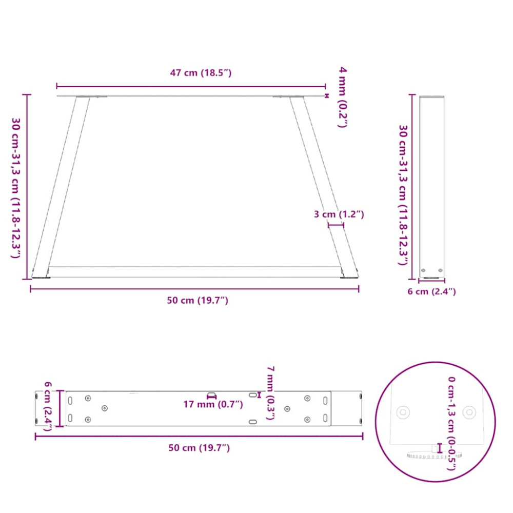 Produktbild för Soffbordsben V-formade 2 st vita 50x(30-31,3) cm stål