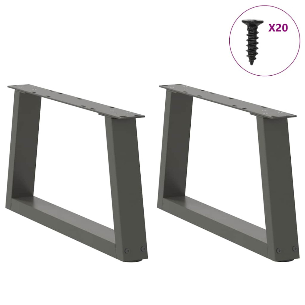 Produktbild för Soffbordsben V-formade 2 st antracit 50x(30-31,3) cm stål
