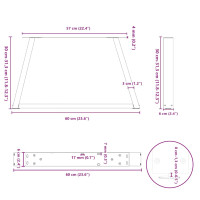 Produktbild för Soffbordsben V-formade 2 st svarta 60x(30-31,3) cm stål