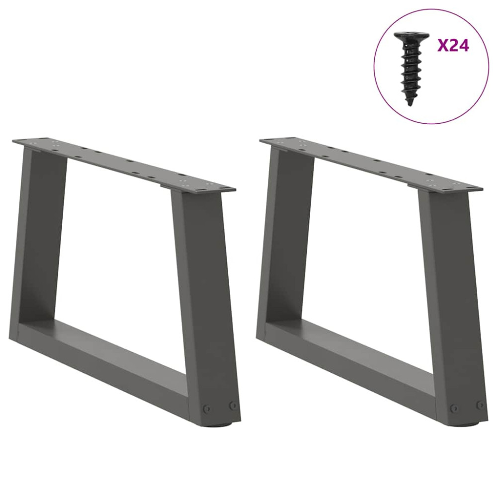 Produktbild för Soffbordsben V-formade 2 st antracit 60x(30-31,3) cm stål
