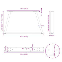 Produktbild för Soffbordsben V-formade 2 st naturstål 60x(30-31,3) cm stål