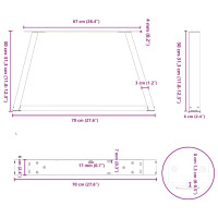 Produktbild för Soffbordsben V-formade 2 st svarta 70x(30-31,3) cm stål
