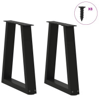 Produktbild för Soffbordsben V-formade 2 st svarta 28x(42-43,3) cm stål