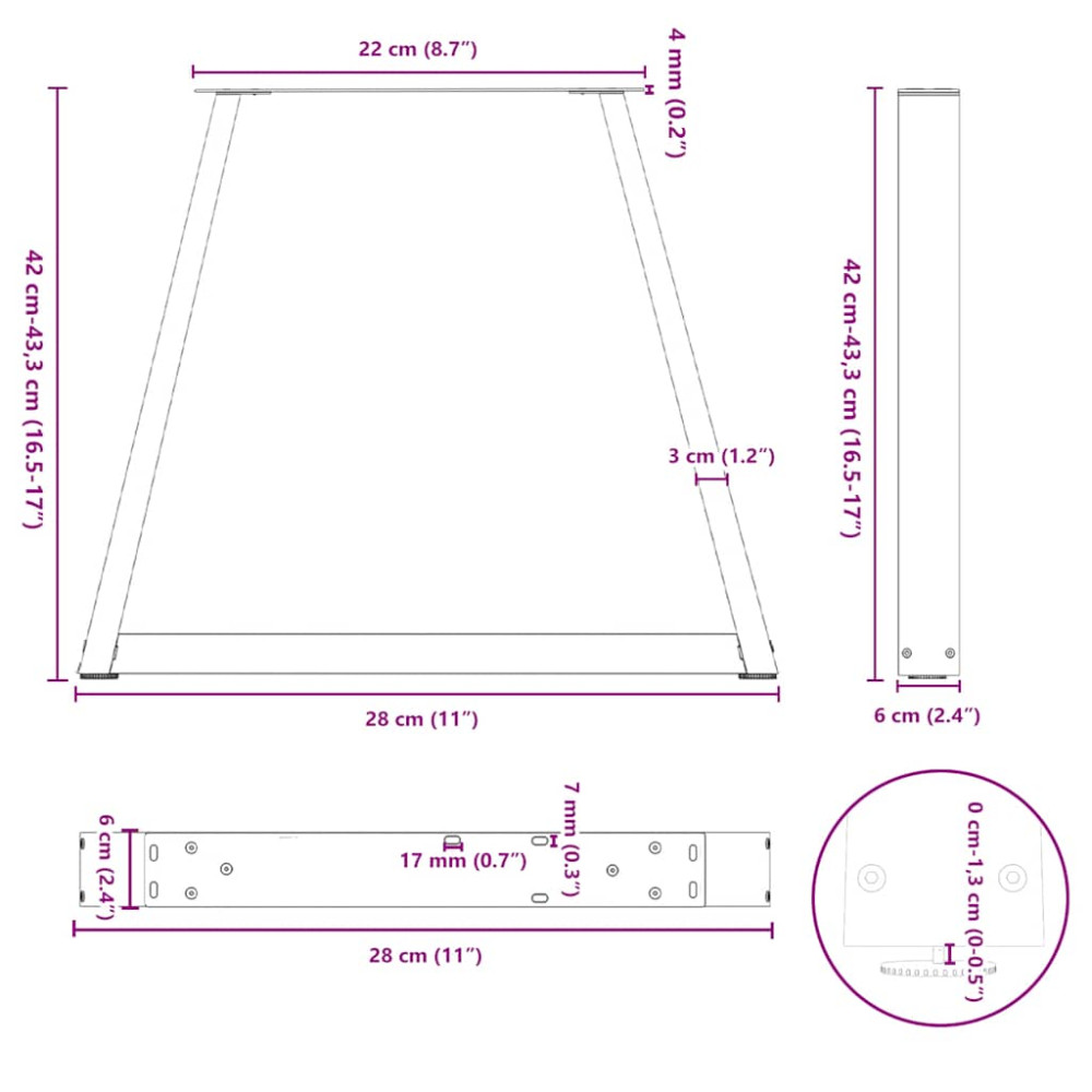Produktbild för Soffbordsben V-formade 2 st vita 28x(42-43,3) cm stål