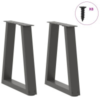Produktbild för Soffbordsben V-formade 2 st antracit 28x(42-43,3) cm stål