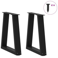 Produktbild för Soffbordsben V-formade 2 st svarta 38x(42-43,3) cm stål