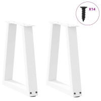 Produktbild för Soffbordsben V-formade 2 st vita 38x(42-43,3) cm stål