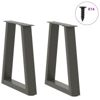 Produktbild för Soffbordsben V-formade 2 st antracit 38x(42-43,3) cm stål