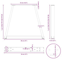 Produktbild för Soffbordsben V-formade 2 st antracit 38x(42-43,3) cm stål