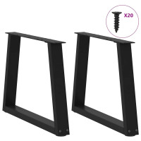 Produktbild för Soffbordsben V-formade 2 st svarta 50x(42-43,3) cm stål
