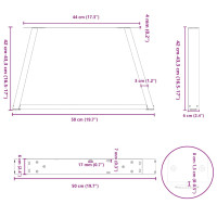 Produktbild för Soffbordsben V-formade 2 st svarta 50x(42-43,3) cm stål