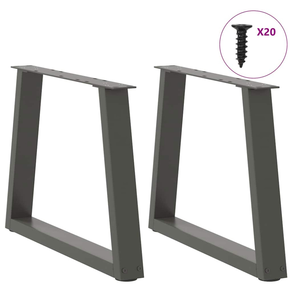 Produktbild för Soffbordsben V-formade 2 st antracit 50x(42-43,3) cm stål