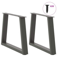 Produktbild för Soffbordsben V-formade 2 st antracit 50x(42-43,3) cm stål