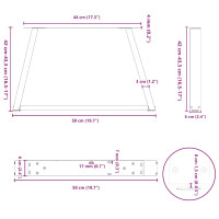 Produktbild för Soffbordsben V-formade 2 st antracit 50x(42-43,3) cm stål