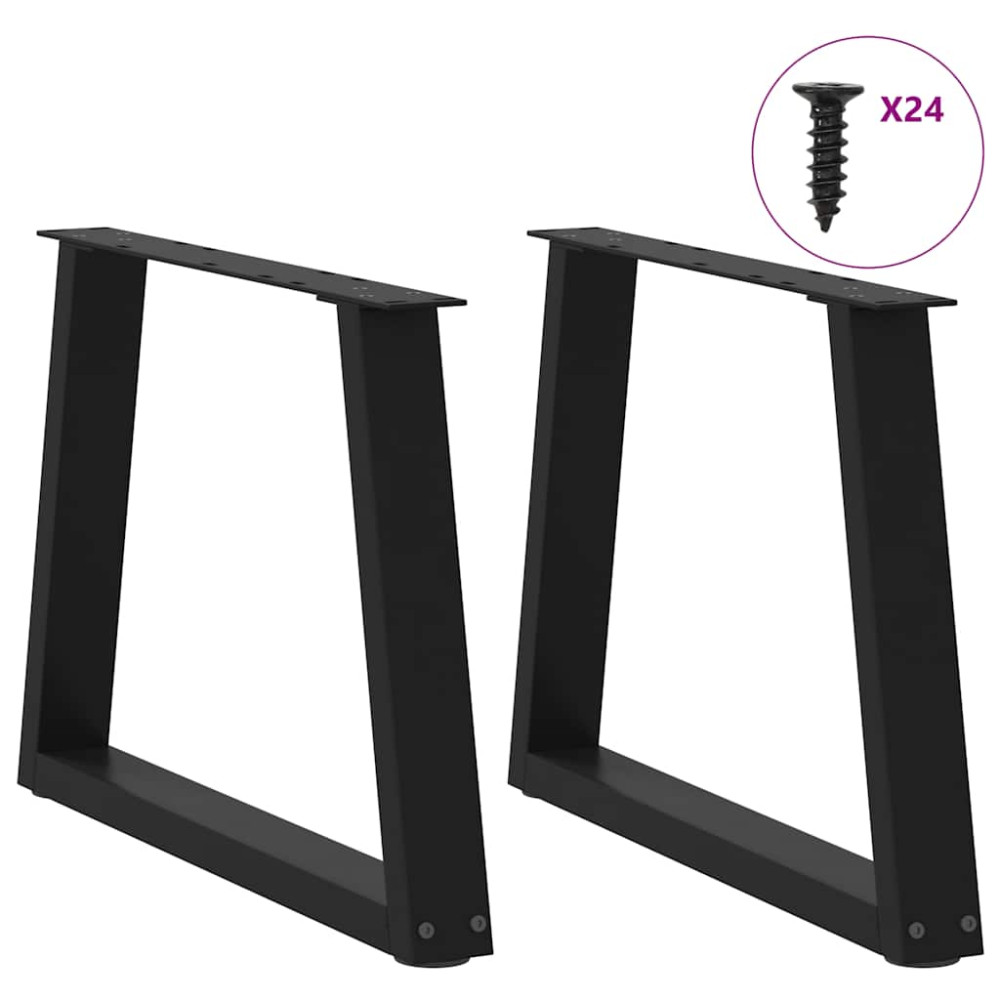 Produktbild för Soffbordsben V-formade 2 st svarta 60x(42-43,3) cm stål