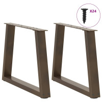 Produktbild för Soffbordsben V-formade 2 st naturstål 60x(42-43,3) cm stål