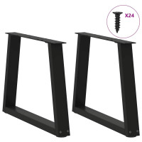 Produktbild för Soffbordsben V-formade 2 st svarta 70x(42-43,3) cm stål