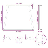 Produktbild för Matbordsben V-formade 2 st svarta 70x(72-73,3) cm stål