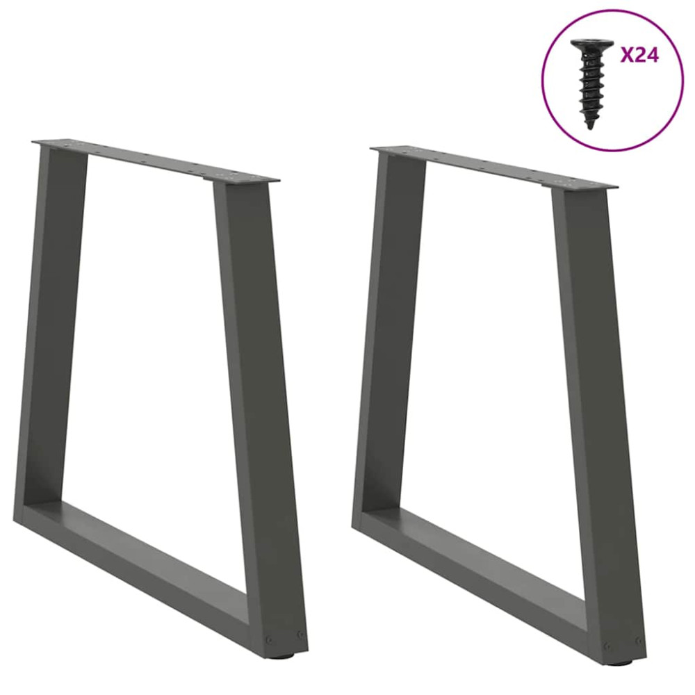 Produktbild för Matbordsben V-formade 2 st antracit 70x(72-73,3) cm stål