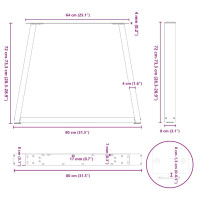 Produktbild för Matbordsben V-formade 2 st svarta 80x(72-73,3) cm stål