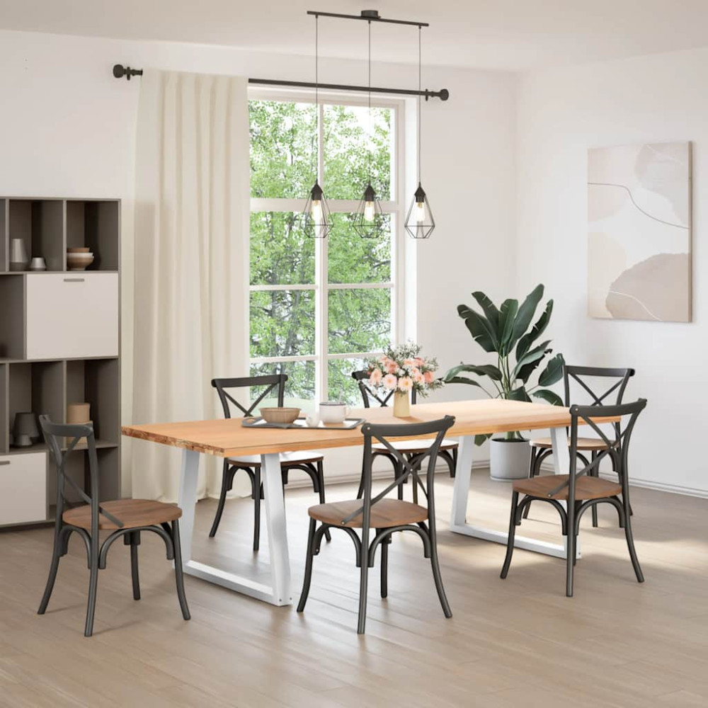 Produktbild för Matbordsben V-formade 2 st vita 90x(72-73,3) cm stål