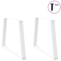 Produktbild för Matbordsben V-formade 2 st vita 90x(72-73,3) cm stål
