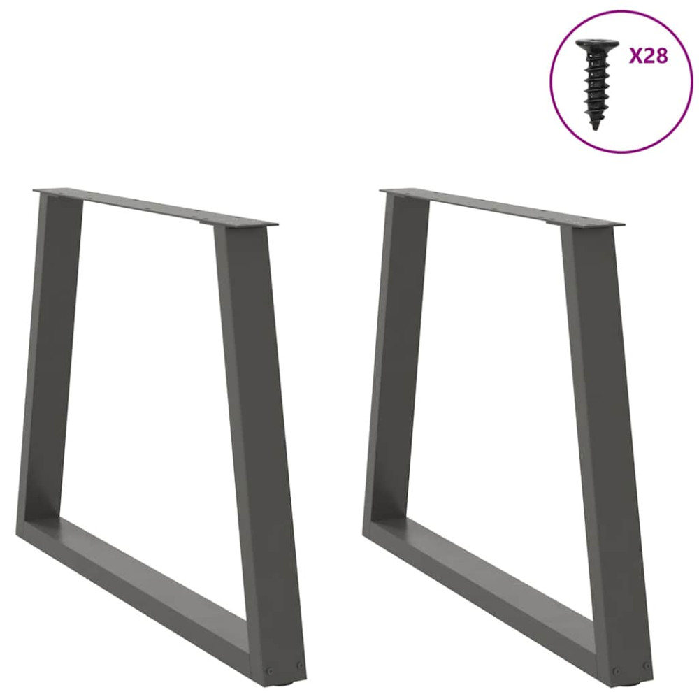 Produktbild för Matbordsben V-formade 2 st antracit 90x(72-73,3) cm stål