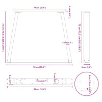 Produktbild för Matbordsben V-formade 2 st antracit 90x(72-73,3) cm stål