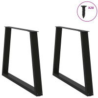 Produktbild för Matbordsben V-formade 2 st svarta 100x(72-73,3) cm stål